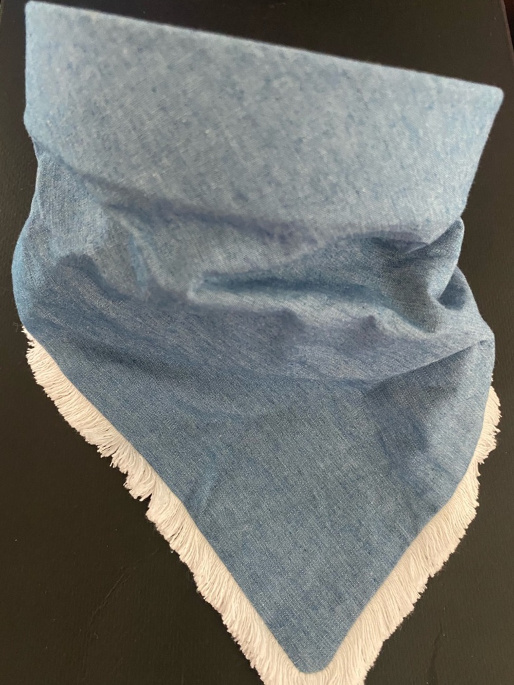 Lele Sadoughi LIGHT DENIM JACKIE CHAMBRAY HANDKERCHIEF HEADBAND + lace headband - Picture 5 of 11